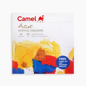 Camel  Artist  Acrylic  Colours  Assorted  pack  of  18  shades  in  20  ml  with  Mediums