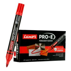Luxor Pro-E Refillable Permanent Marker - Red - Box Of 10