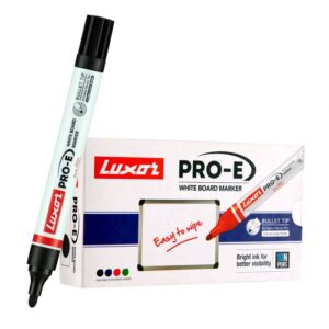 Luxor Pro-E Refillable White Board Marker - Black - Box Of 10